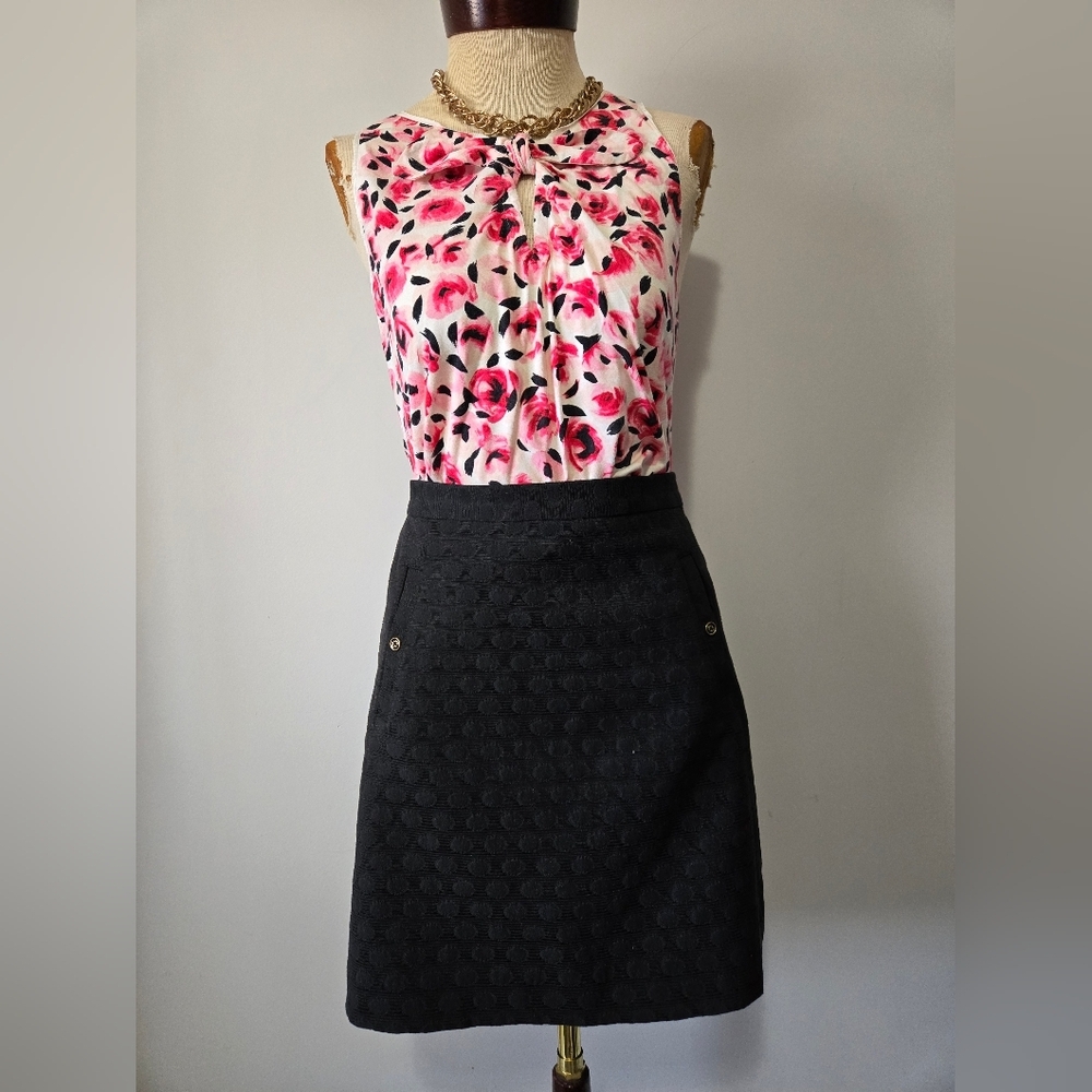 Kate Spade Dream A Little Dream Pink Floral Sleeveless Cotton Top With Bow. Sm - Picture 7 of 11